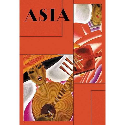 Japanese Instrument Player with Title, 1931 Gold Ornate Wood Framed Art Print with Double Matting by McIntosh, Frank