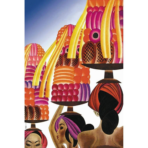 The Balinese Go Templewards, 1931 Black Modern Wood Framed Art Print with Double Matting by McIntosh, Frank