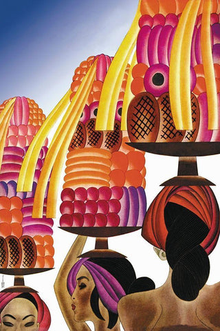 The Balinese Go Templewards, 1931 Black Ornate Wood Framed Art Print with Double Matting by McIntosh, Frank