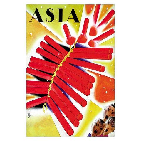 Chinese Fire Crackers with Title, 1932 Gold Ornate Wood Framed Art Print with Double Matting by McIntosh, Frank