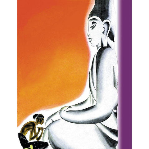 Burmese Sculptor at the knees of Buddha, 1933 Black Modern Wood Framed Art Print by McIntosh, Frank