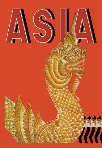 Dragon Temple of Siam with Title, 1934 Black Ornate Wood Framed Art Print with Double Matting by McIntosh, Frank