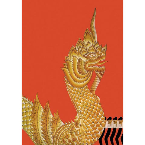 Dragon Temple of Siam, 1934 Black Modern Wood Framed Art Print by McIntosh, Frank