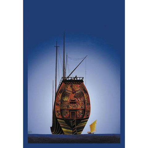 Chinese Junks, 1934 White Modern Wood Framed Art Print by McIntosh, Frank