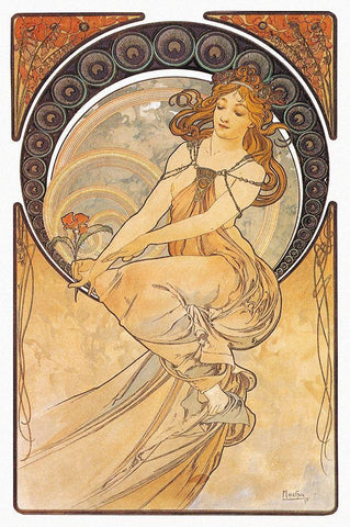 Painting White Modern Wood Framed Art Print with Double Matting by Mucha, Alphonse