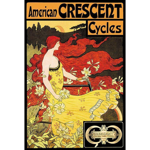American Crescent Cycles, 1901 Black Modern Wood Framed Art Print with Double Matting by Ramsdell, Fred