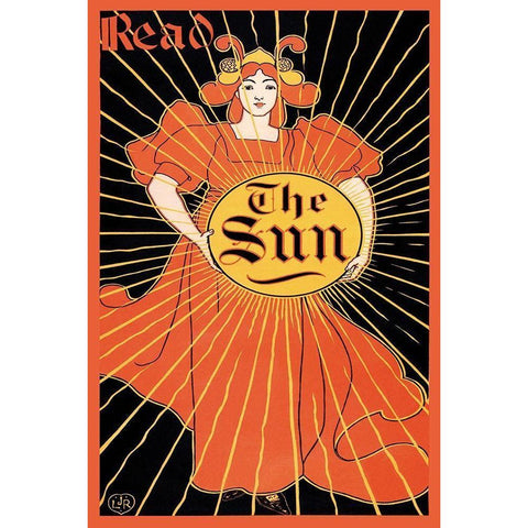 Read the Sun, 1895 Black Modern Wood Framed Art Print by Rhead, Louis