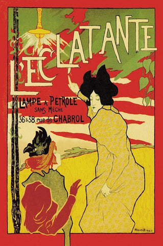 LEclatante - The Brilliant Lamp, 1895 Black Ornate Wood Framed Art Print with Double Matting by Robbe, Manuel