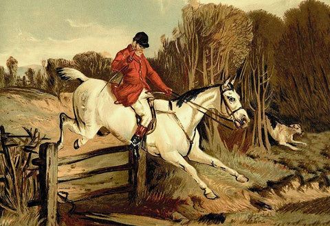 Full Cry, 1900 Black Ornate Wood Framed Art Print with Double Matting by Sidney, Samuel