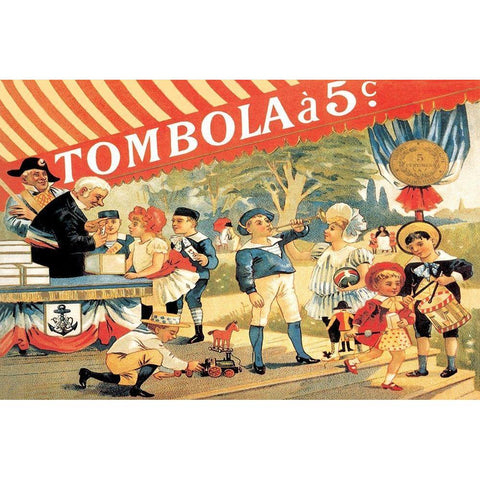 Tombola, 1888 Gold Ornate Wood Framed Art Print with Double Matting by Steinlen, Theophile Alexandre