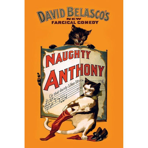 Naughty Anthony, 1899 Gold Ornate Wood Framed Art Print with Double Matting by Strobridge