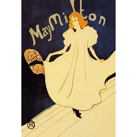 May Milton on Stage Black Modern Wood Framed Art Print with Double Matting by Toulouse-Lautrec, Henri