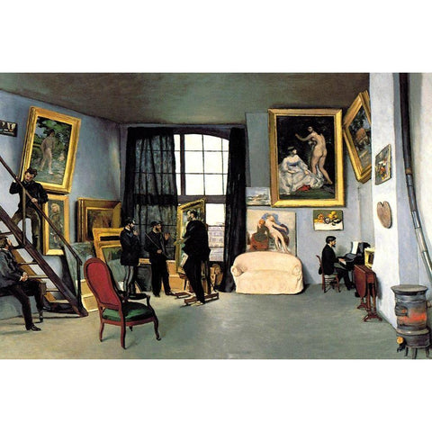 Bazilles Studio: 9 rue de la Condamine, 1870 Black Modern Wood Framed Art Print with Double Matting by Unknown