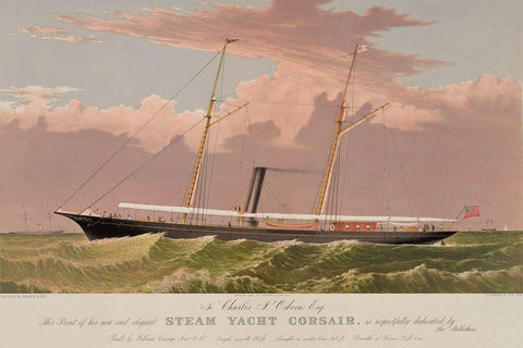 Steam yacht Corsair, 1881 Black Ornate Wood Framed Art Print with Double Matting by Unknown