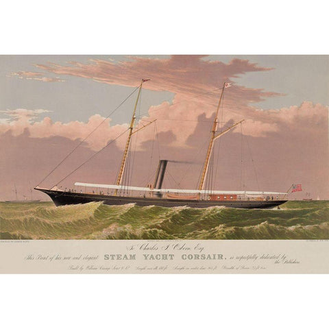 Steam yacht Corsair, 1881 White Modern Wood Framed Art Print by Unknown