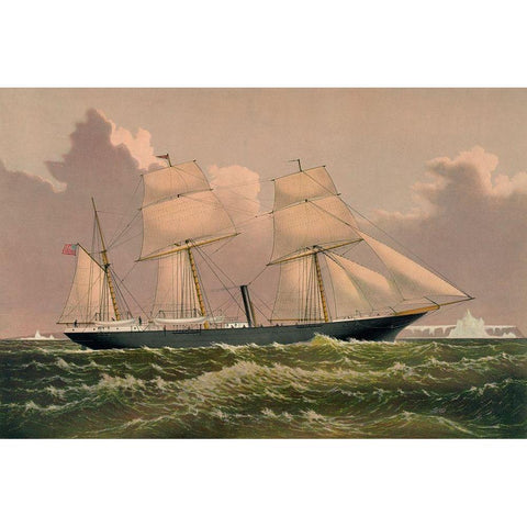 Yacht Jeannette, 1881 Black Modern Wood Framed Art Print with Double Matting by Unknown