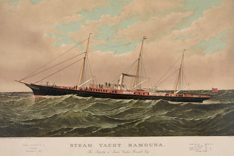 Steam yacht Namouna, 1882 Black Ornate Wood Framed Art Print with Double Matting by Unknown