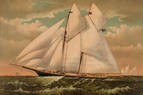 Yacht Norseman of New York, 1882 Black Ornate Wood Framed Art Print with Double Matting by Unknown