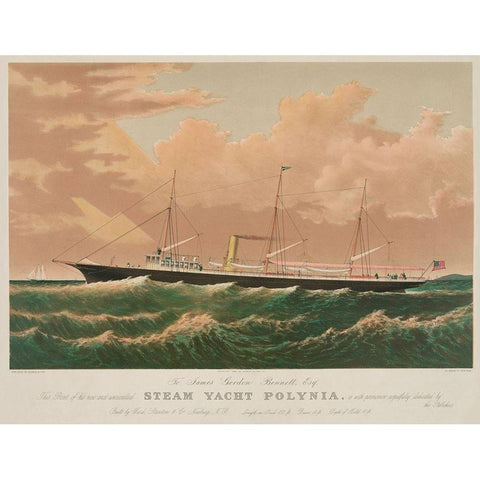 Steam yacht Polynia, 1884 Gold Ornate Wood Framed Art Print with Double Matting by Unknown