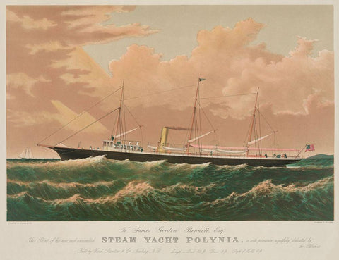 Steam yacht Polynia, 1884 White Modern Wood Framed Art Print with Double Matting by Unknown