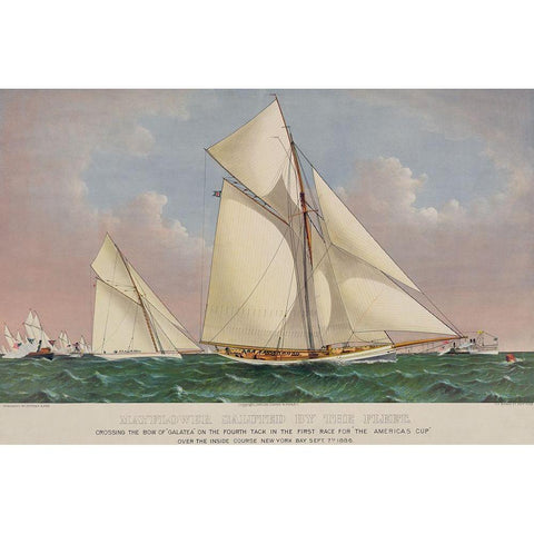 Americas Cup Yacht Race 1886, 1886 White Modern Wood Framed Art Print by Unknown