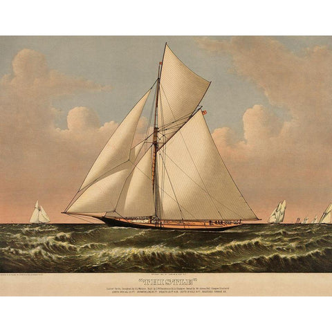 Thistle: cutter yacht, 1887 Black Modern Wood Framed Art Print with Double Matting by Unknown