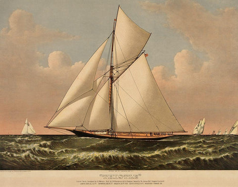 Thistle: cutter yacht, 1887 White Modern Wood Framed Art Print with Double Matting by Unknown