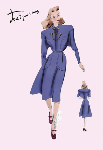On the Go in Royal Blue, 1947 White Modern Wood Framed Art Print with Double Matting by Unknown