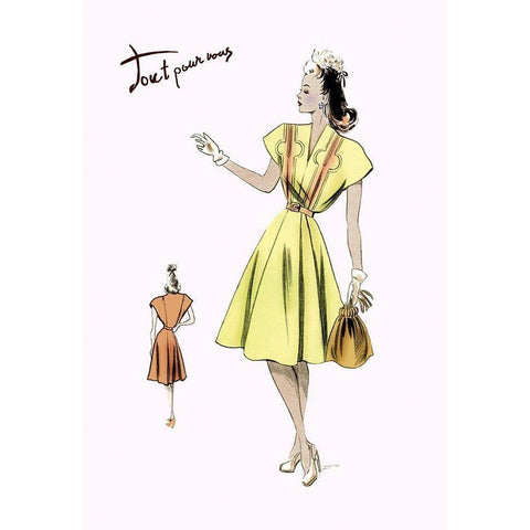 Spring Dress and Bag, 1947 Gold Ornate Wood Framed Art Print with Double Matting by Unknown