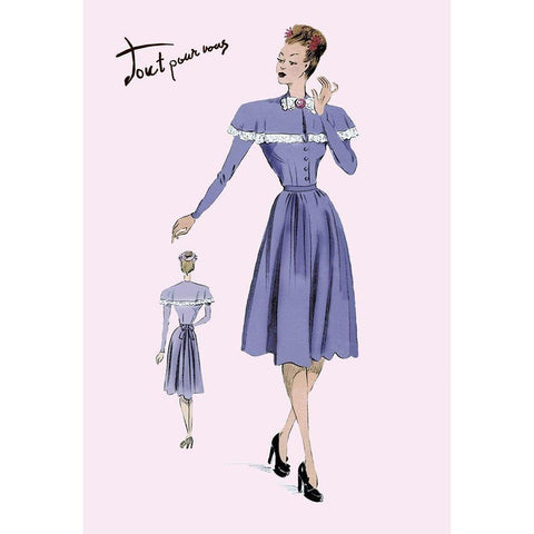 Country Style Dress, 1947 White Modern Wood Framed Art Print by Unknown