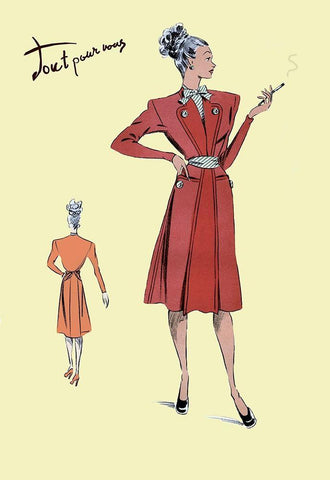 Jacket Dress, 1947 Black Ornate Wood Framed Art Print with Double Matting by Unknown