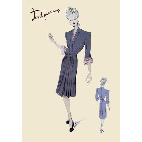 Conservative Suit Dress, 1947 Black Modern Wood Framed Art Print by Unknown