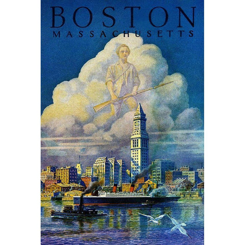 Boston White Modern Wood Framed Art Print by Unknown