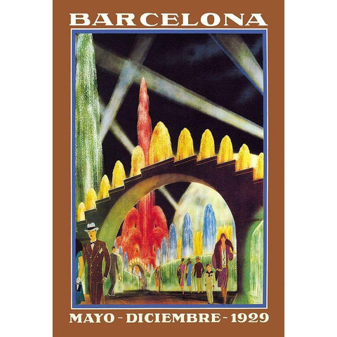 Barcelona Exposicion Internacional Black Modern Wood Framed Art Print with Double Matting by Unknown