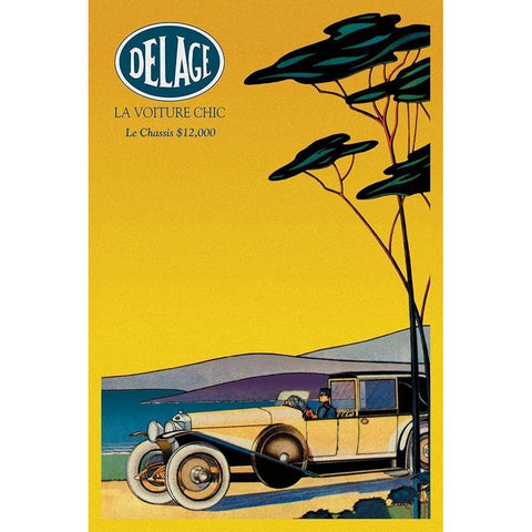 Delage - Out for a Drive Gold Ornate Wood Framed Art Print with Double Matting by Unknown