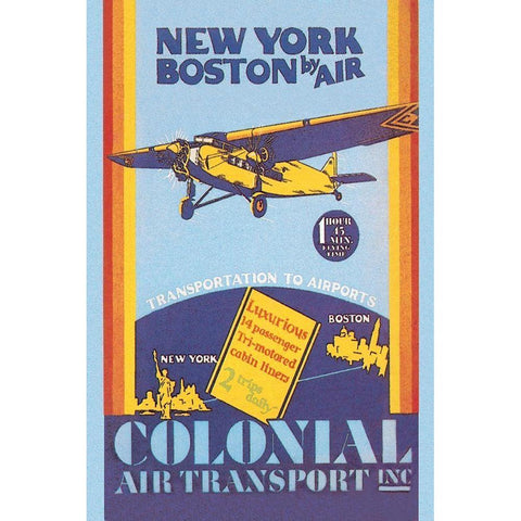 Colonial Air Transport - New York to Boston by Air White Modern Wood Framed Art Print by Unknown