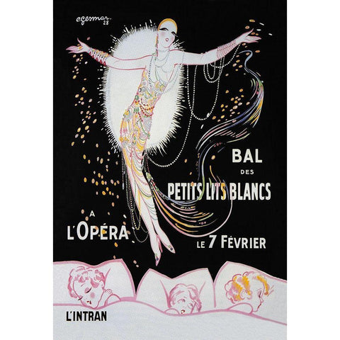 Dance of the Little White Lights Black Modern Wood Framed Art Print with Double Matting by Unknown