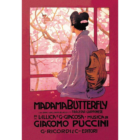 Madama Butterfly Black Modern Wood Framed Art Print with Double Matting by Unknown