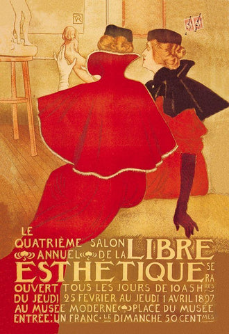 La Libre Esthetique Black Ornate Wood Framed Art Print with Double Matting by Rysselberghe, Theodore Van