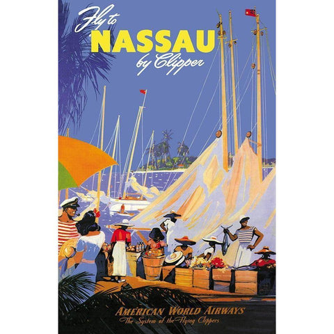 Fly to Nassau by Clipper Gold Ornate Wood Framed Art Print with Double Matting by Arenburg, Von