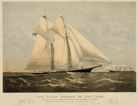 The Yacht Meteor of New York, 1869 White Modern Wood Framed Art Print with Double Matting by Unknown