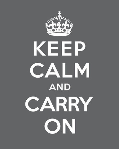 Keep Calm and Carry On - Gray Black Ornate Wood Framed Art Print with Double Matting by The British Ministry of Information