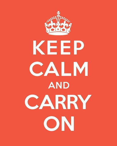 Keep Calm and Carry On - Tangerine White Modern Wood Framed Art Print with Double Matting by The British Ministry of Information