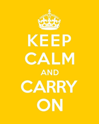 Keep Calm and Carry On - Yellow White Modern Wood Framed Art Print with Double Matting by The British Ministry of Information