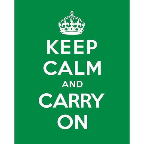 Keep Calm and Carry On - Green Gold Ornate Wood Framed Art Print with Double Matting by The British Ministry of Information