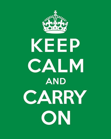 Keep Calm and Carry On - Green White Modern Wood Framed Art Print with Double Matting by The British Ministry of Information