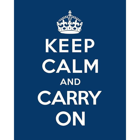 Keep Calm and Carry On - Blue Black Modern Wood Framed Art Print with Double Matting by The British Ministry of Information