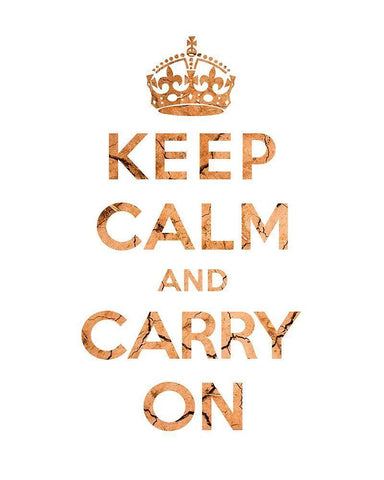 Keep Calm and Carry On - Texture II Black Ornate Wood Framed Art Print with Double Matting by The British Ministry of Information