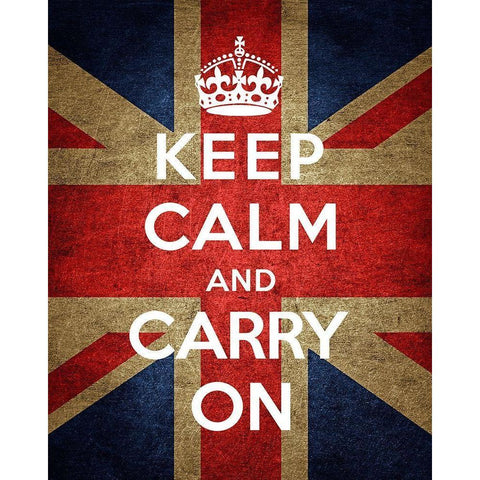 Keep Calm and Carry On - Union Jack White Modern Wood Framed Art Print by The British Ministry of Information