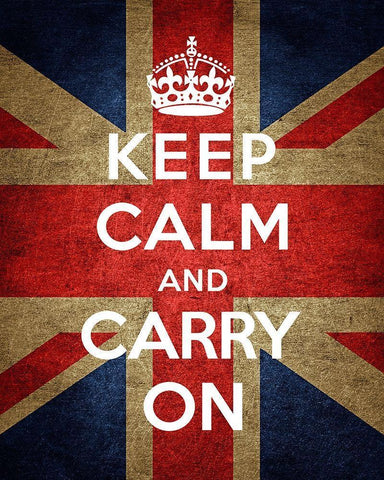 Keep Calm and Carry On - Union Jack White Modern Wood Framed Art Print with Double Matting by The British Ministry of Information